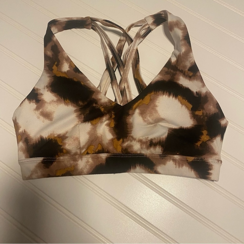 Ideology Womens Padded Sports Bra Brown Black Tie-Dye Size XS EUC Lightweight